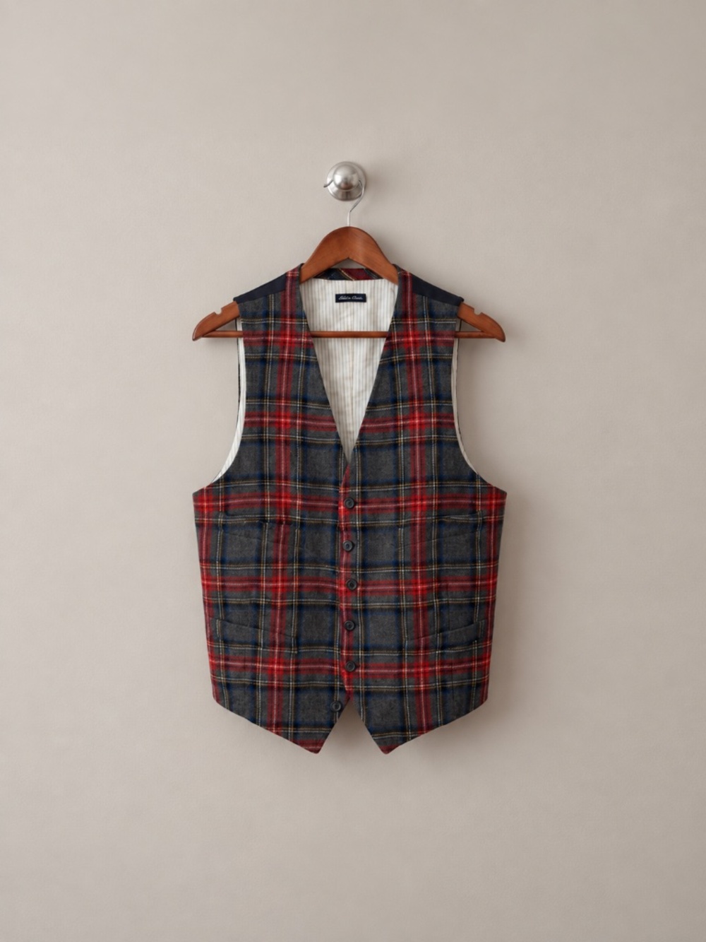J.Crew Red/Grey Plaid Vest in size small